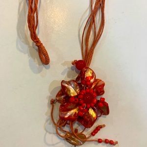 Red seashell and beads necklace